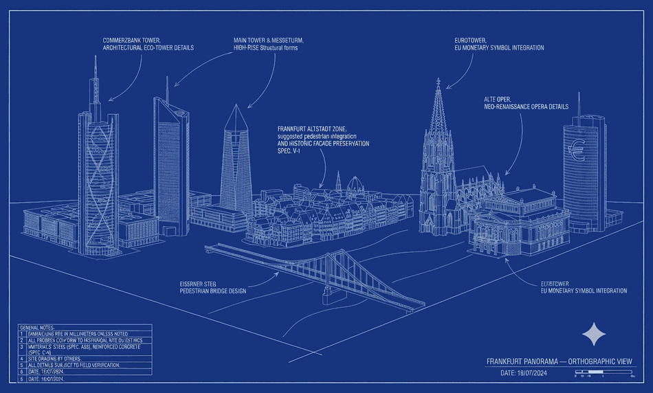 FRANKFURT skyline blueprint