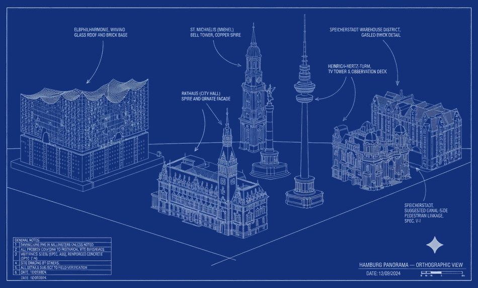 HAMBURG skyline blueprint